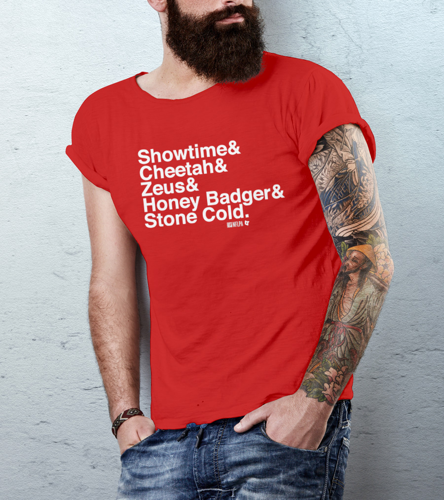 Showtime Cheetah Zeus Honey Badger Stone Cold NFLPA T-Shirt