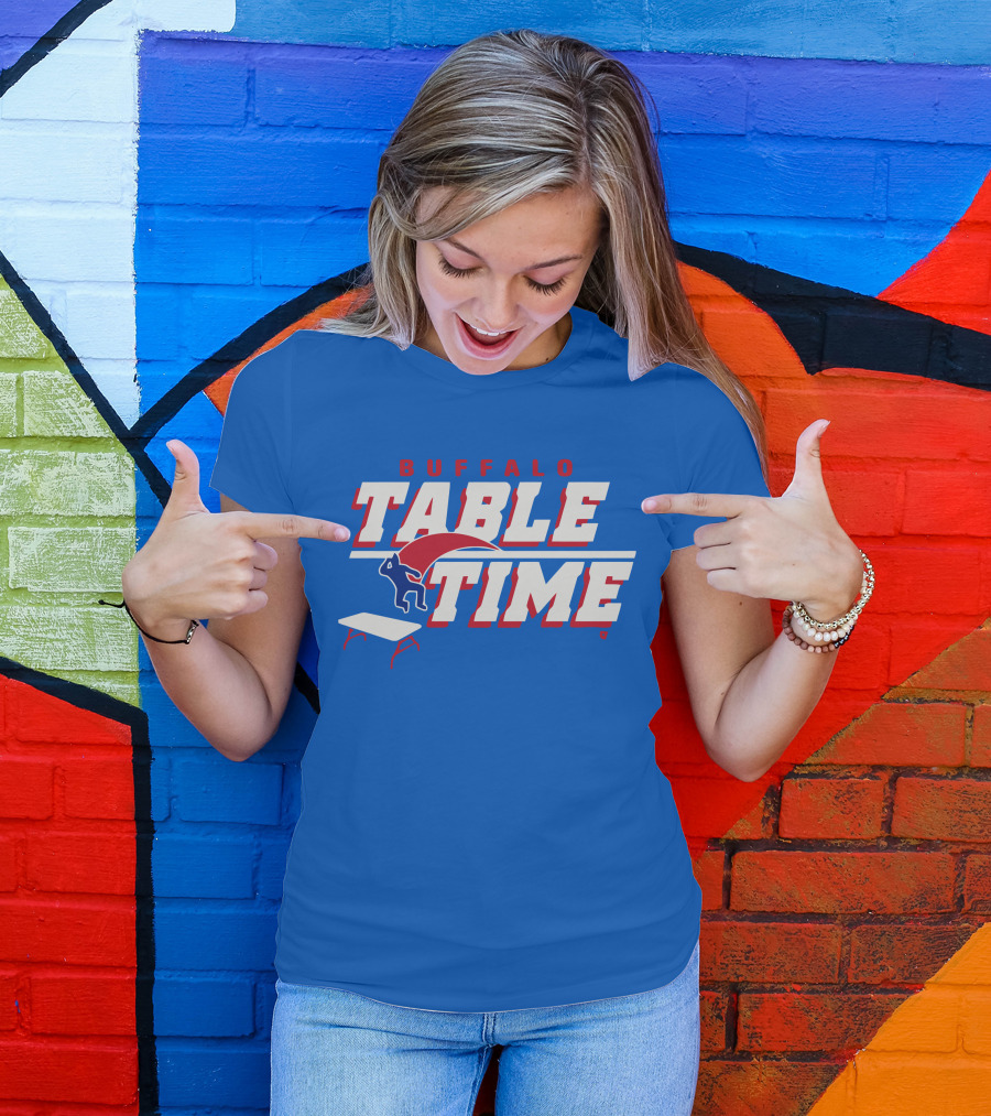 Buffalo Bills Table Time Jumping Through Folding Table T-Shirt