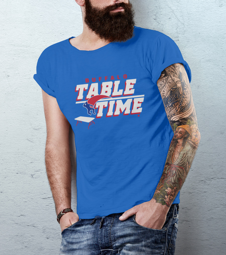 Buffalo Bills Table Time Jumping Through Folding Table T-Shirt