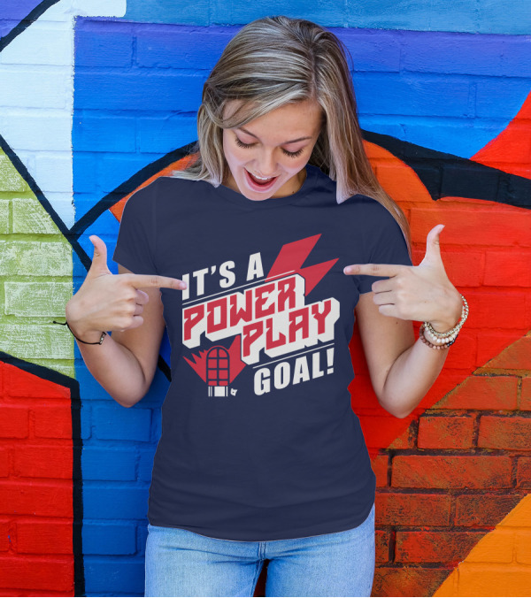 IT'S A POWER PLAY GOAL Retro Hockey Net Lightning Bolt T-Shirt