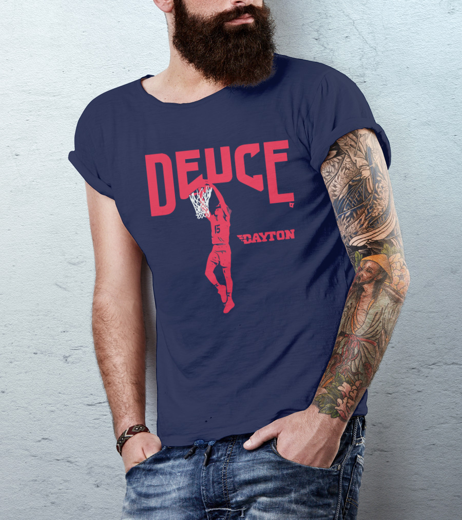 Dayton Basketball Deuce Daron Holmes II Dunking T-Shirt