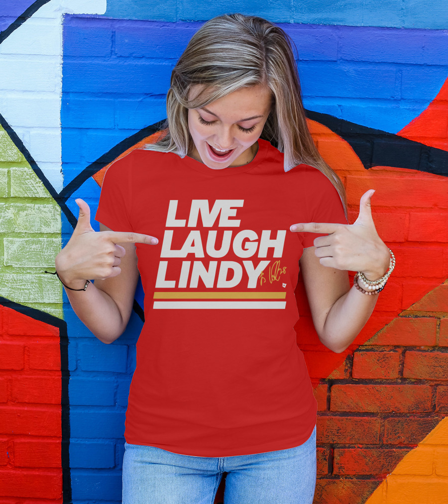Elias Lindholm Live Laugh Lindy Bold Red Text With Signature T-Shirt