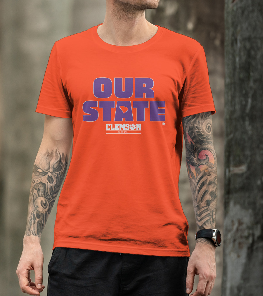 Clemson Baseball Our State South Carolina Outline T-Shirt