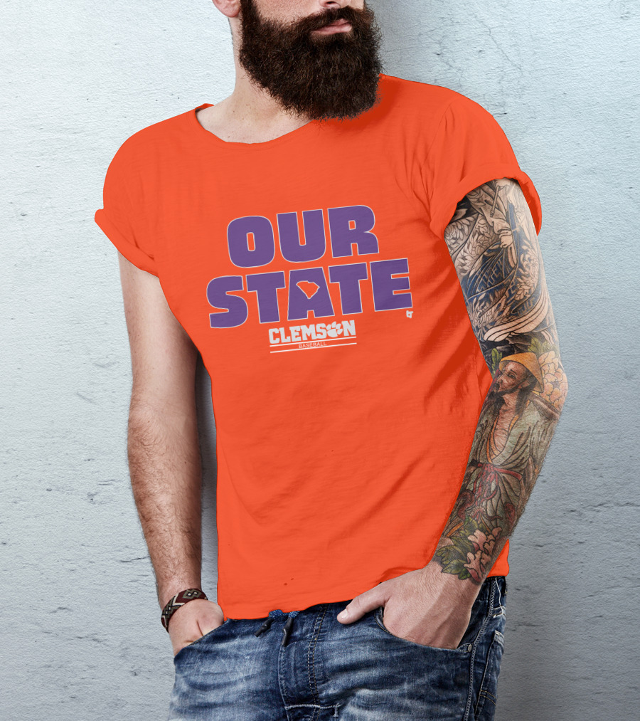 Clemson Baseball Our State South Carolina Outline T-Shirt