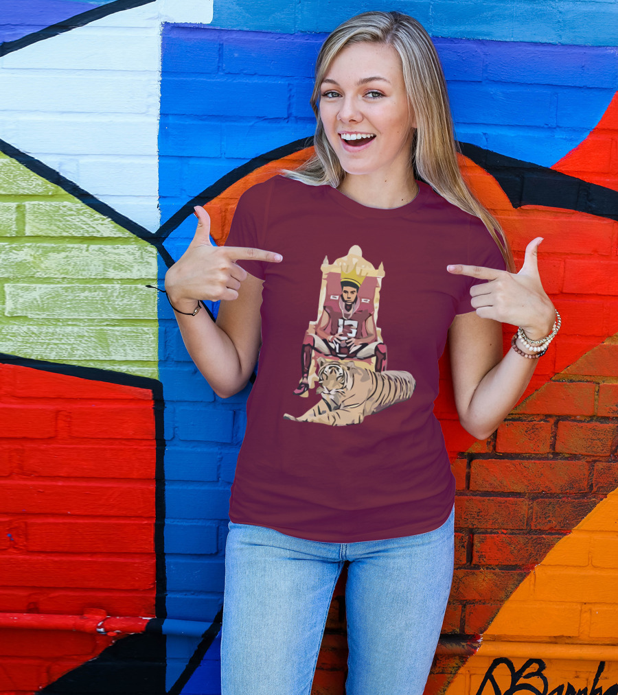 Jordan Travis College King Football Throne With Crown And Tiger T-Shirt