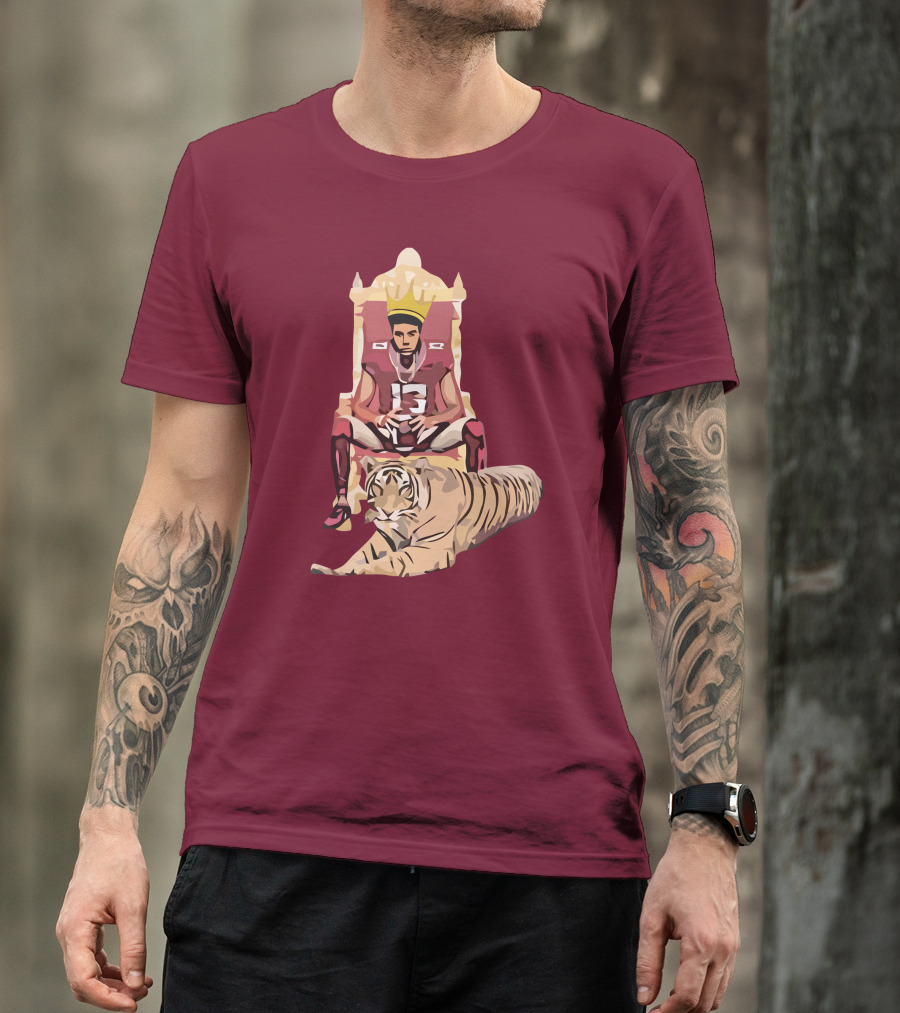 Jordan Travis College King Football Throne With Crown And Tiger T-Shirt