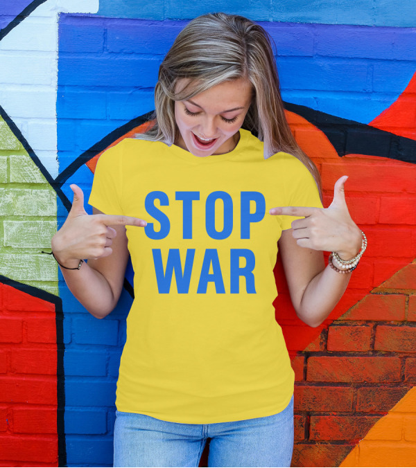 Illia Kovtun Stop War Shirt Bold Blue Typography T-Shirt