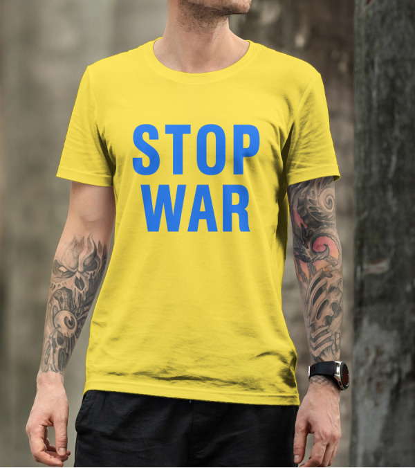 Illia Kovtun Stop War Shirt Bold Blue Typography T-Shirt