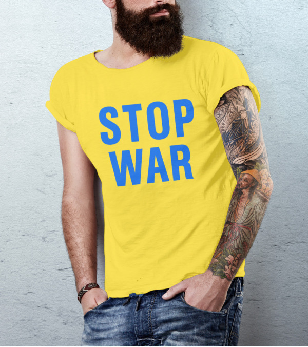 Illia Kovtun Stop War Shirt Bold Blue Typography T-Shirt