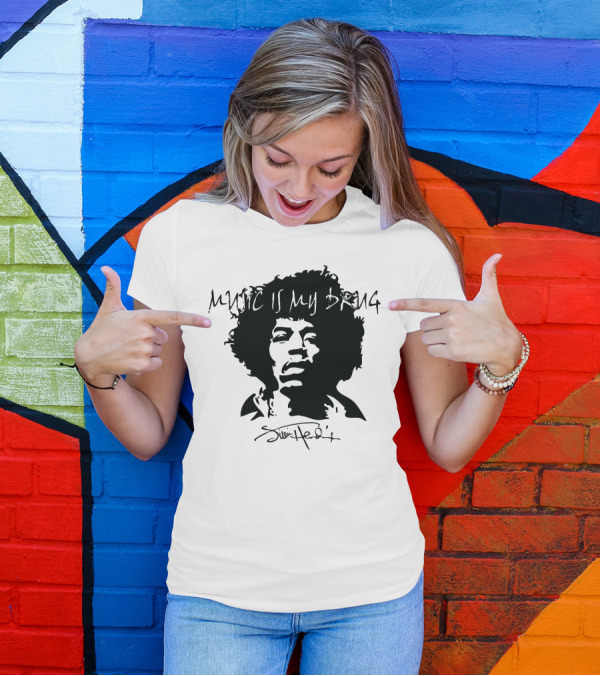 Jimi Hendrix Music Is My Drug Face T-Shirt