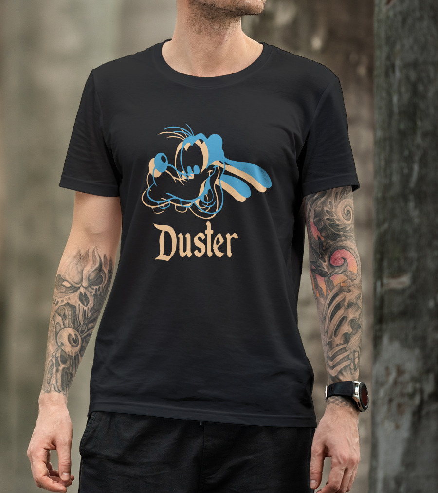 Pluto Duster Retro Cartoon Blue Line T-Shirt