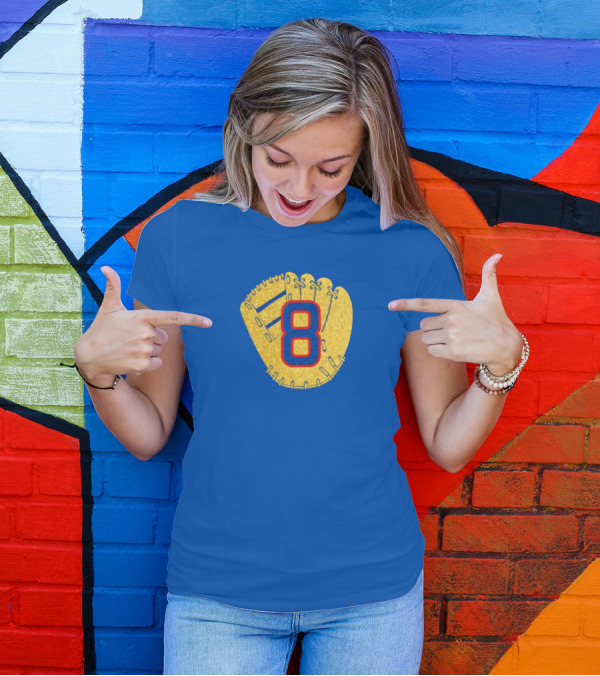 Gold Glove 8 Blue Background T-Shirt
