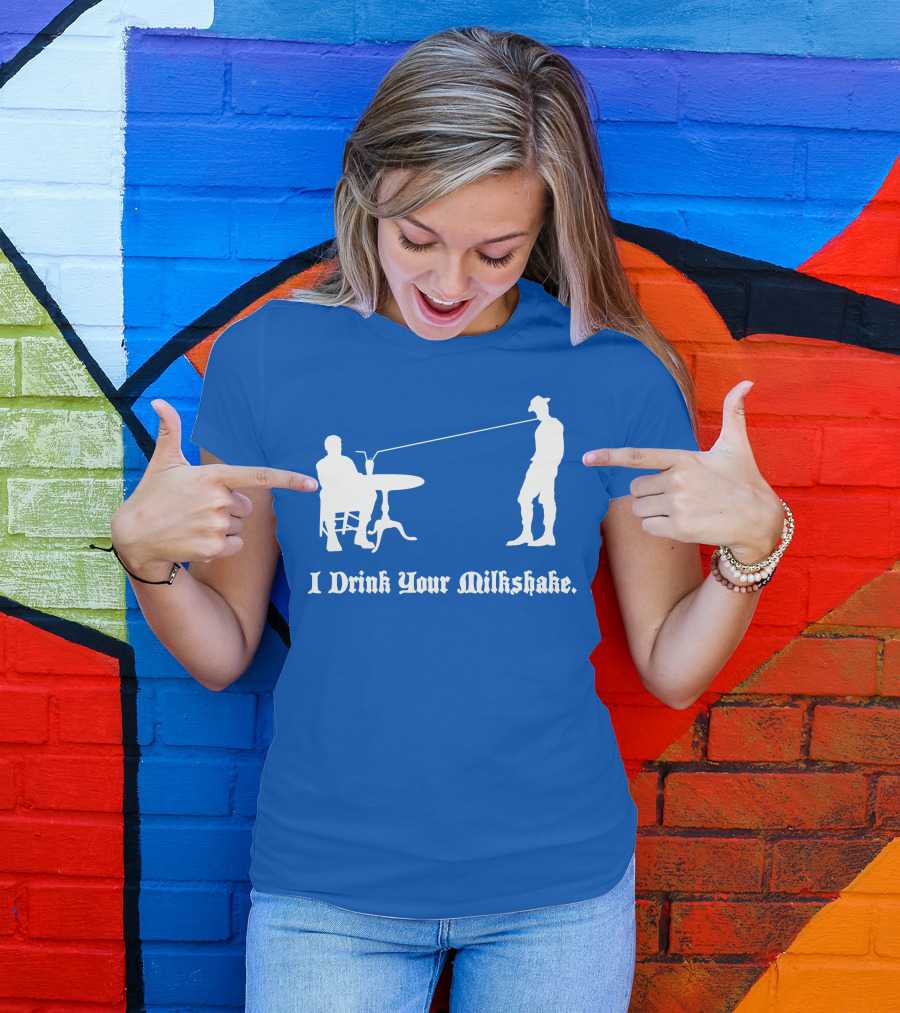I Drink Your Milkshake Vintage Silhouette Blue T-Shirt