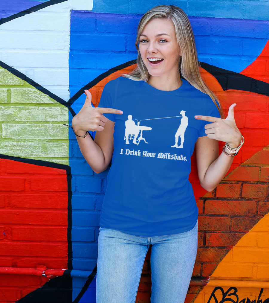 I Drink Your Milkshake Vintage Silhouette Blue T-Shirt