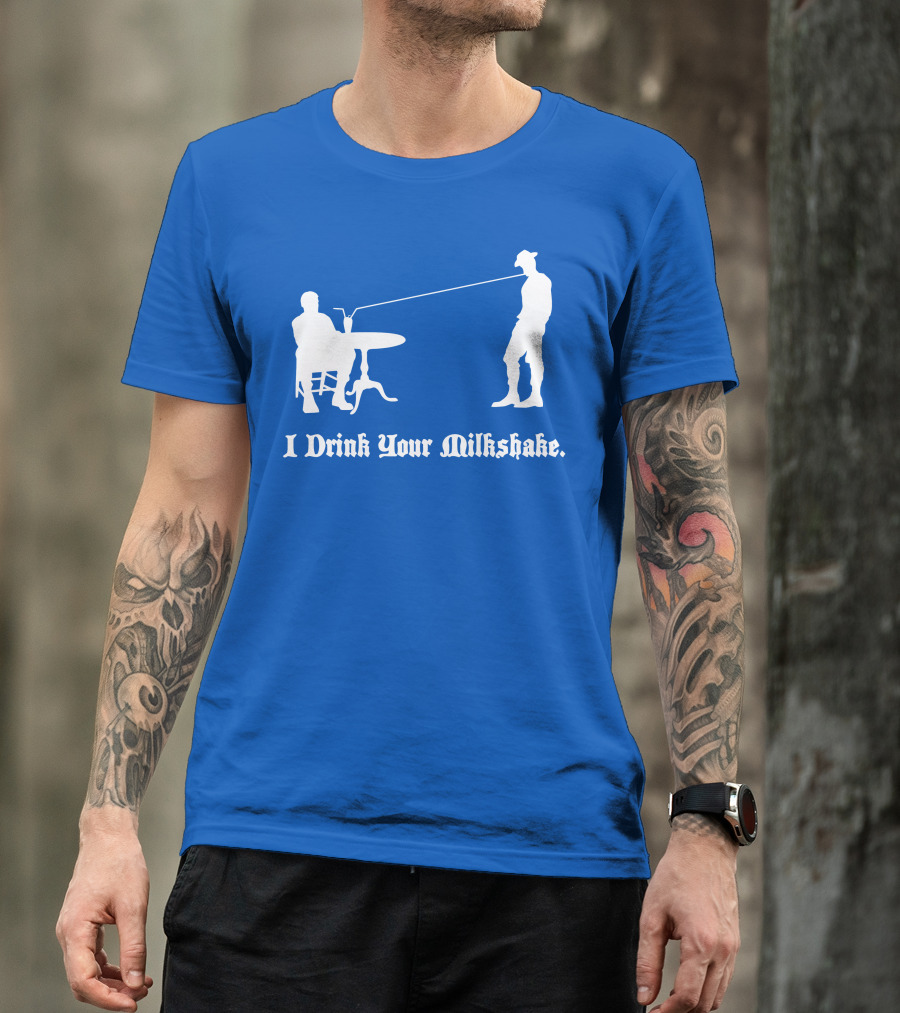 I Drink Your Milkshake Vintage Silhouette Blue T-Shirt
