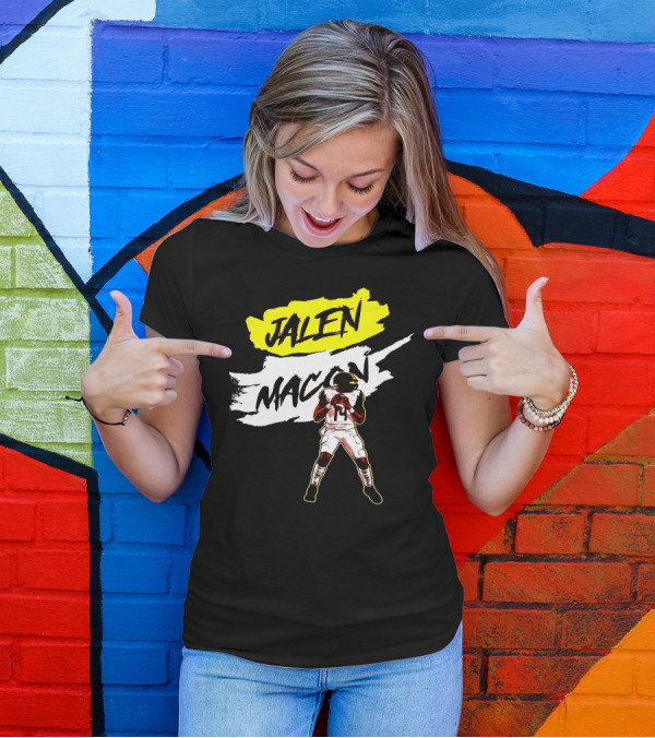 Jalen Macon Football Player Black White Yellow T-Shirt