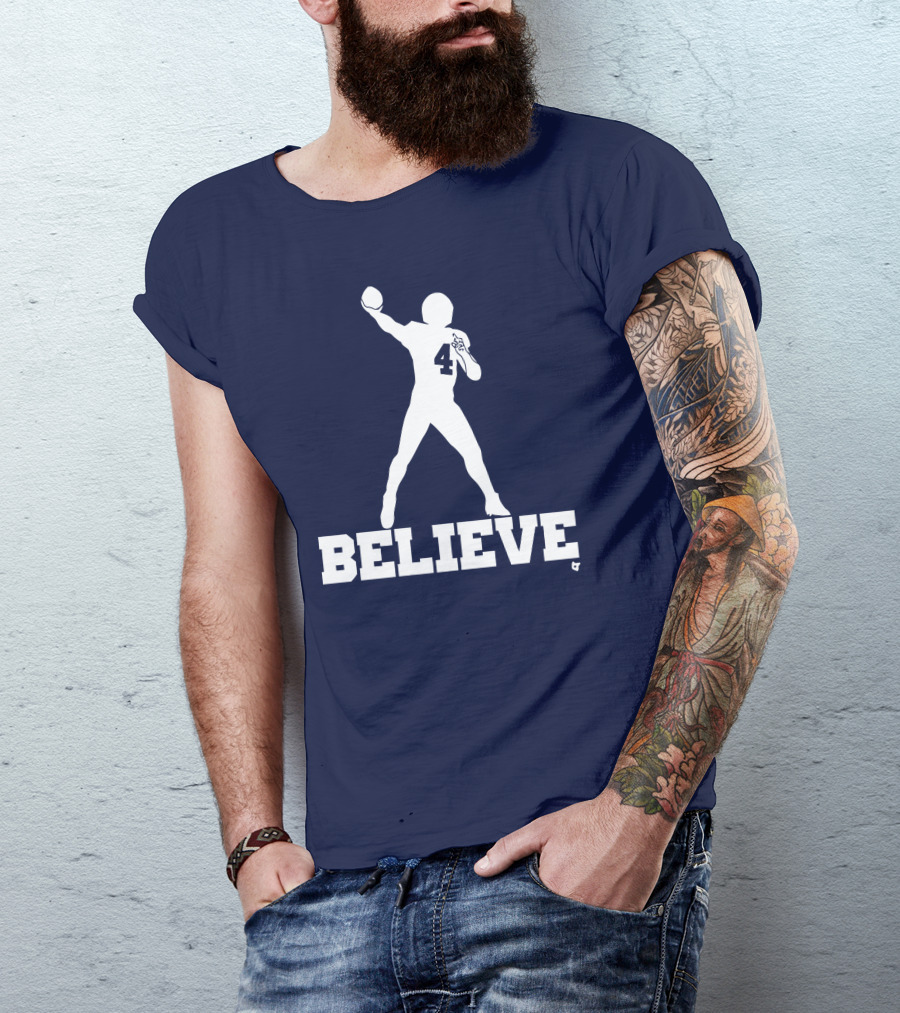 Dak Prescott Number 4 Believe Football T-Shirt