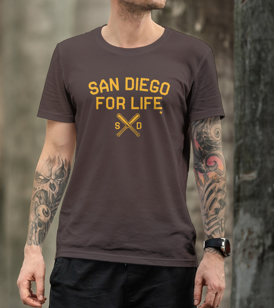 San Diego For Life SD Crossed Baseball Bats T-Shirt