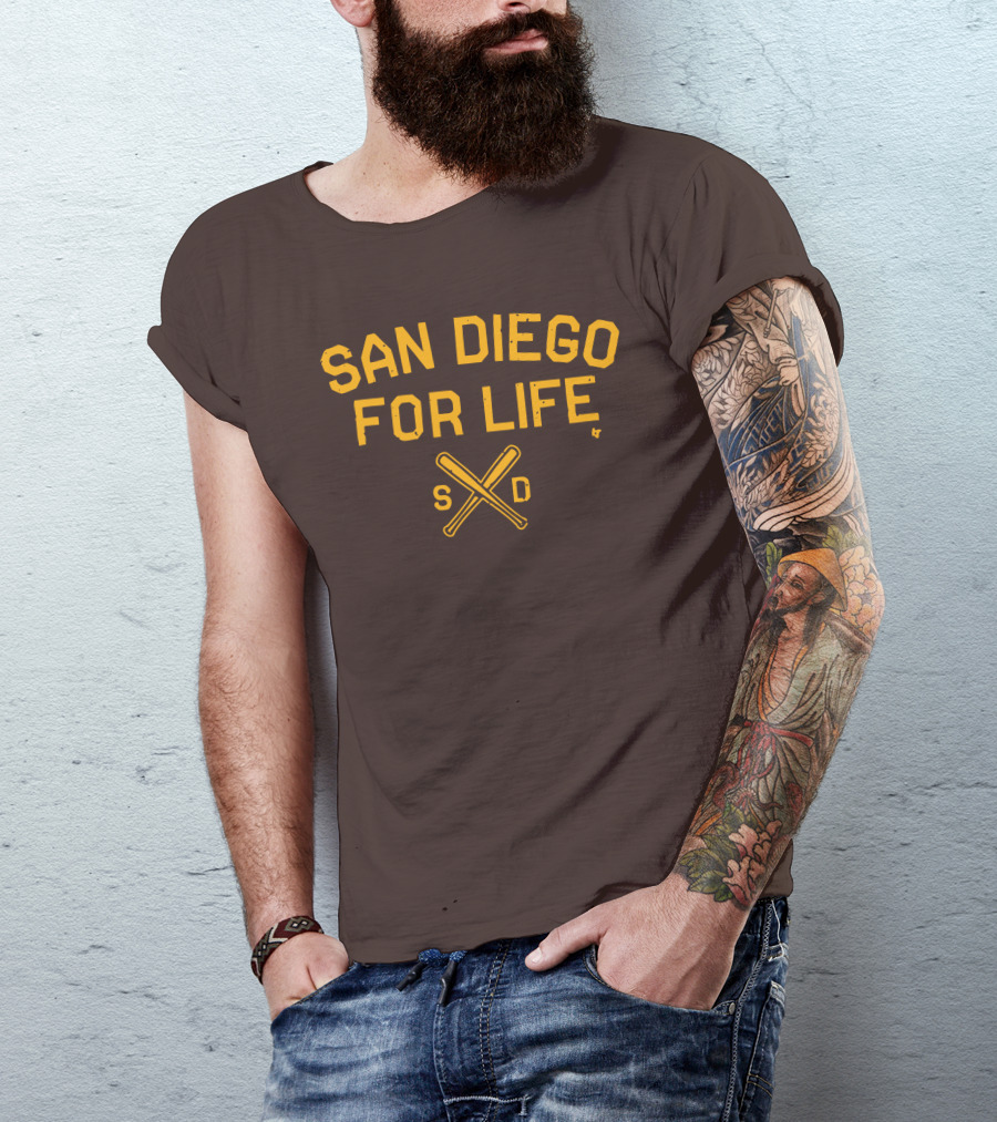 San Diego For Life SD Crossed Baseball Bats T-Shirt