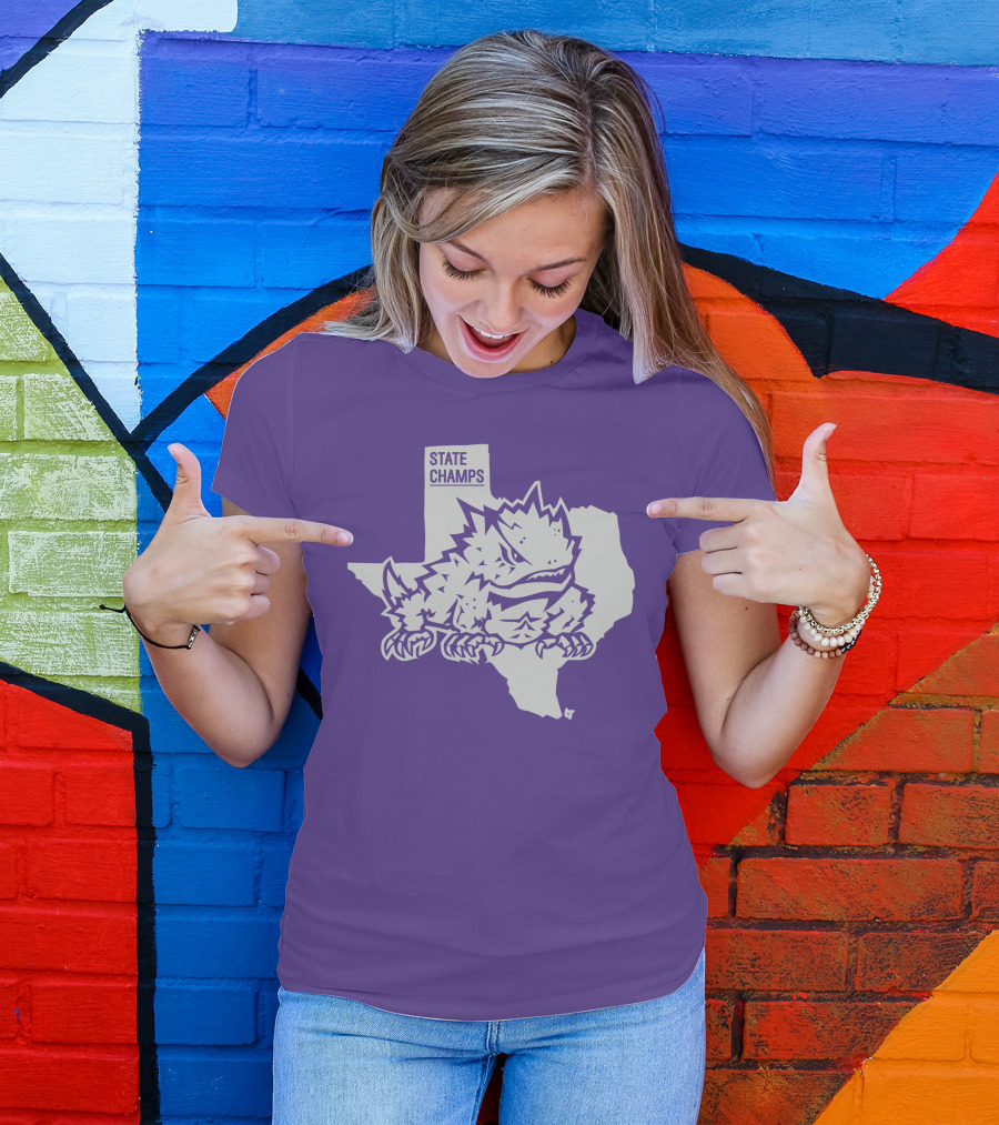 TCU State Champs Texas Horned Frog Outline T-Shirt