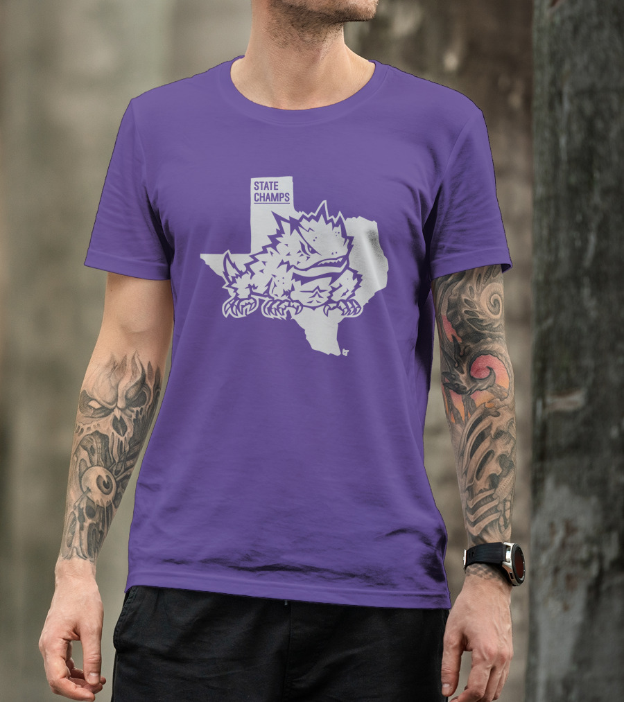 TCU State Champs Texas Horned Frog Outline T-Shirt