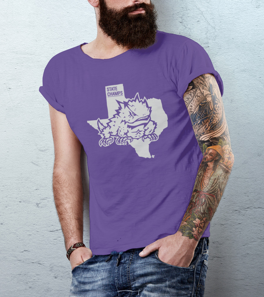 TCU State Champs Texas Horned Frog Outline T-Shirt
