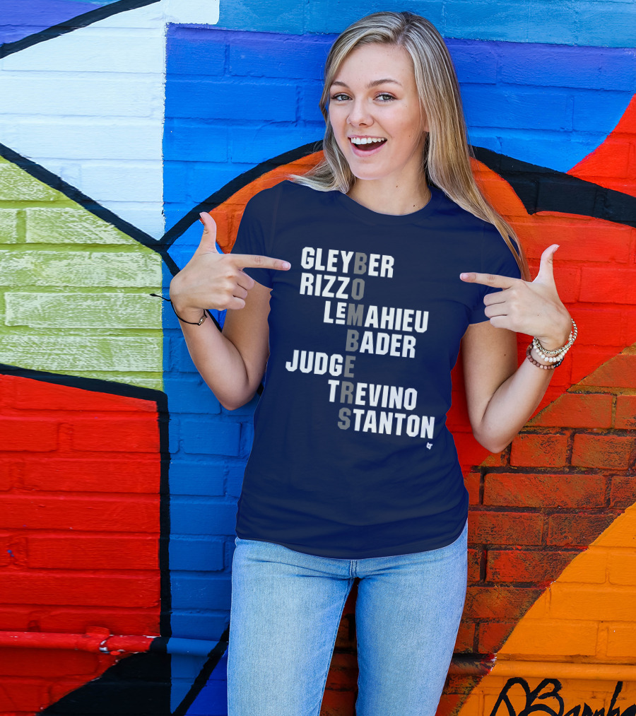Yankees Bombers Player Names Gleyber Rizzo Judge LeMahieu Bader Trevino Stanton T-Shirt