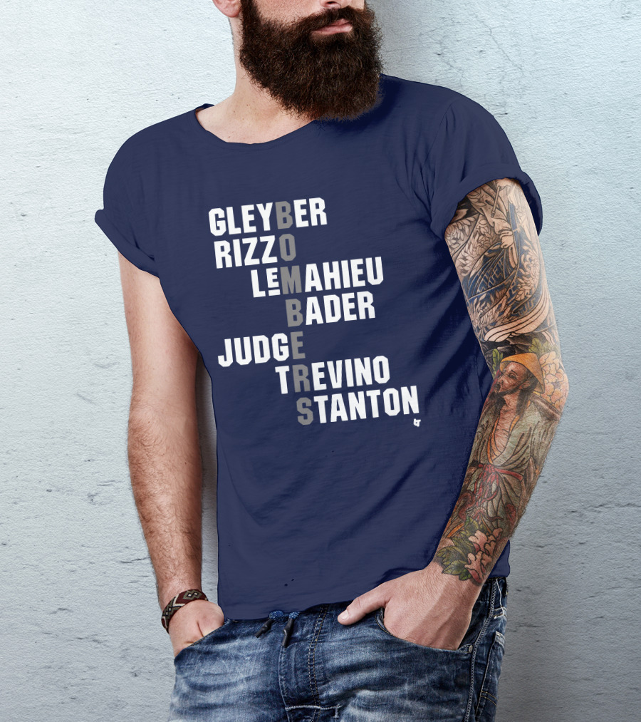 Yankees Bombers Player Names Gleyber Rizzo Judge LeMahieu Bader Trevino Stanton T-Shirt