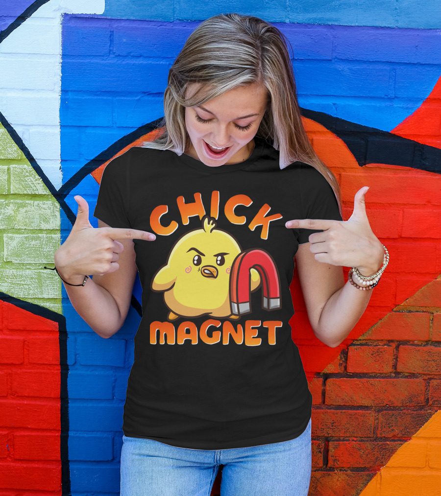 Chick Magnet Funny Halloween Costume Magnetic Little Chick With Magnet T-Shirt