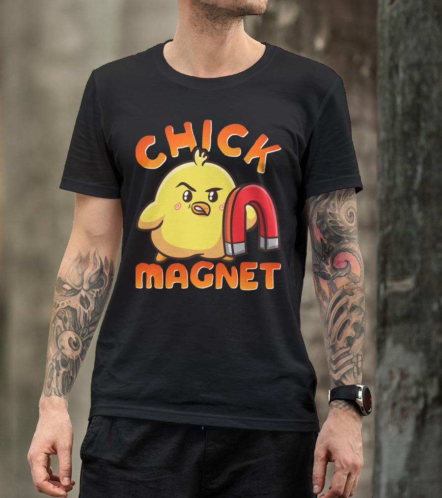 Chick Magnet Funny Halloween Costume Magnetic Little Chick With Magnet T-Shirt