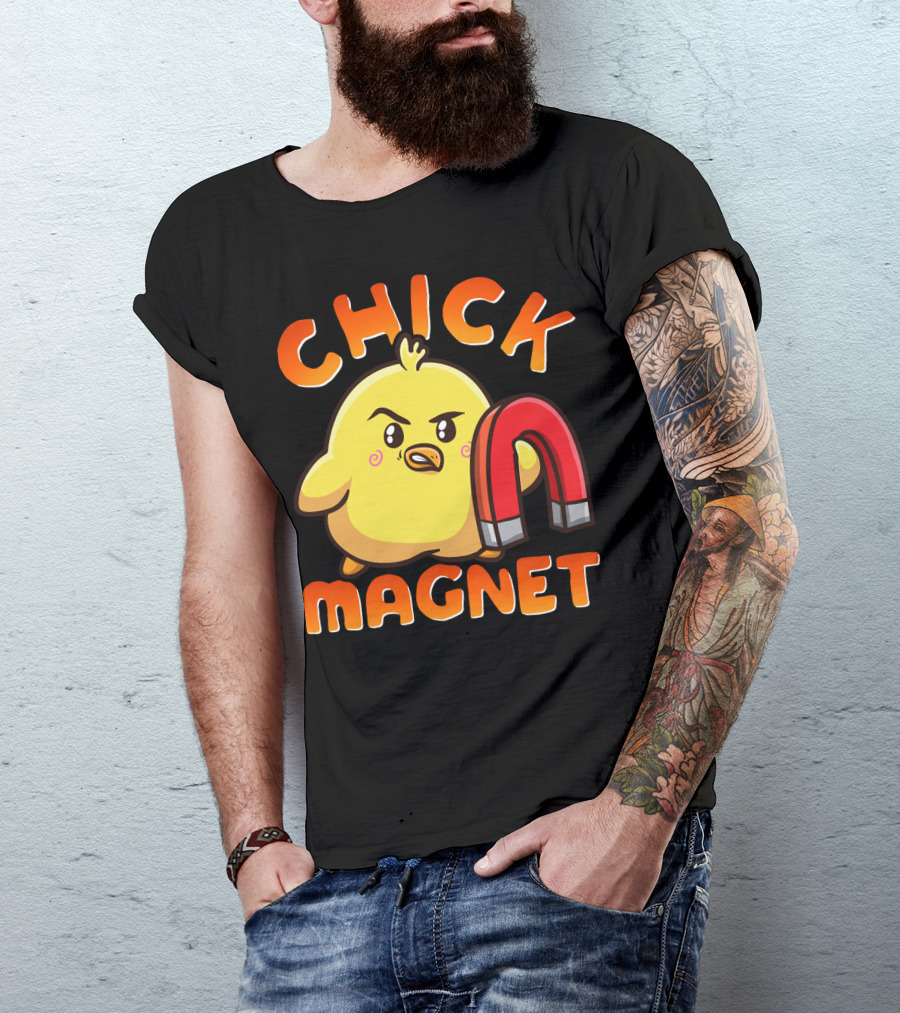 Chick Magnet Funny Halloween Costume Magnetic Little Chick With Magnet T-Shirt