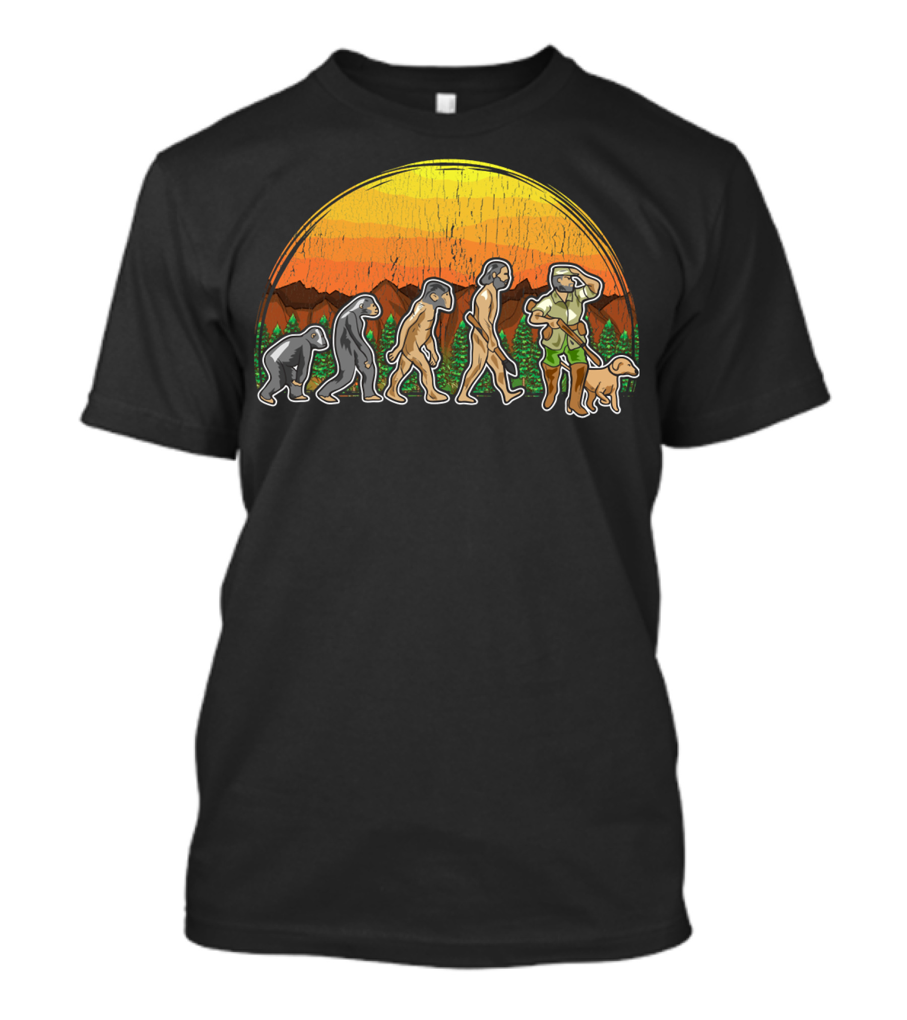 Duck Hunter Goose Grouse Hunting Evolution Sunset Silhouette With Dog T-Shirt