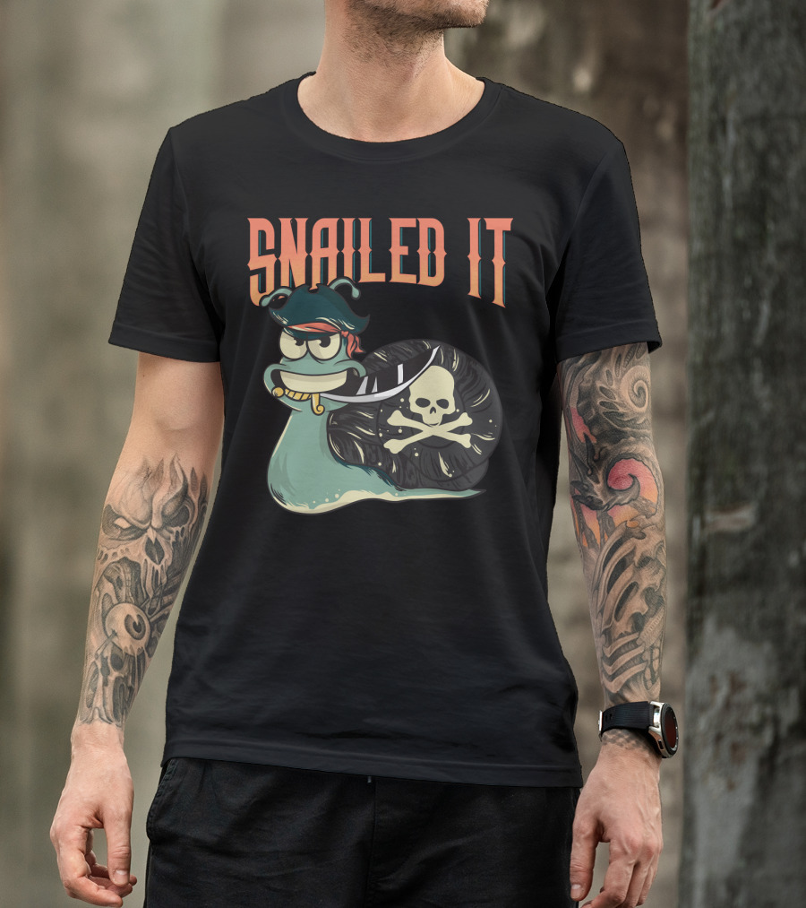 Snailed It Pirate Skull Snail Kawaii T-Shirt