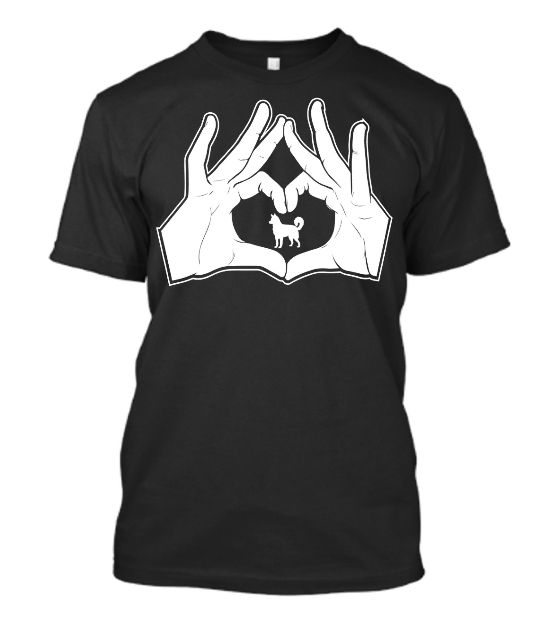 Alaskan Clover Kai Hands Heart Sign Dog Inside Hand Heart Gesture T-Shirt