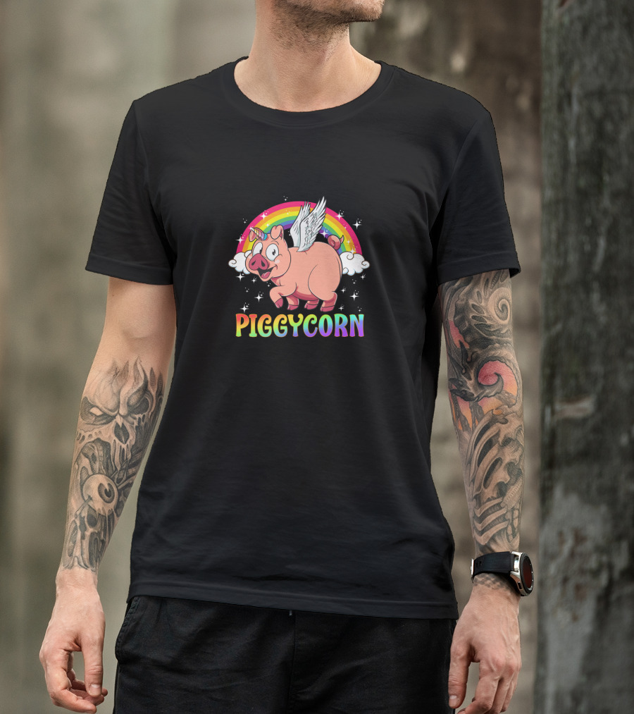 Piggycorn Flying Pig Unicorn Rainbow Farm Animal Magical Creature T-Shirt
