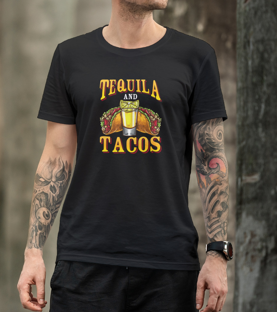 Tequila And Tacos Tequila Day Mexican Drinking Tacos Mexican Drink Lime T-Shirt