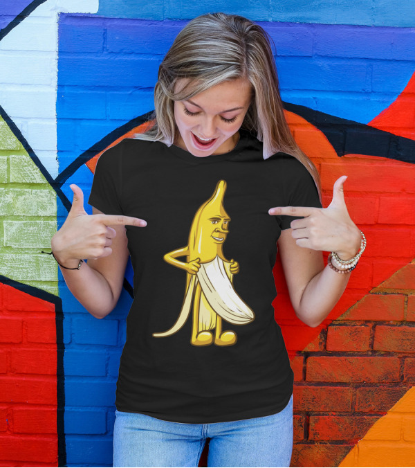 Banana Striptease Cartoon Censored Naked Peeling Comedy T-Shirt
