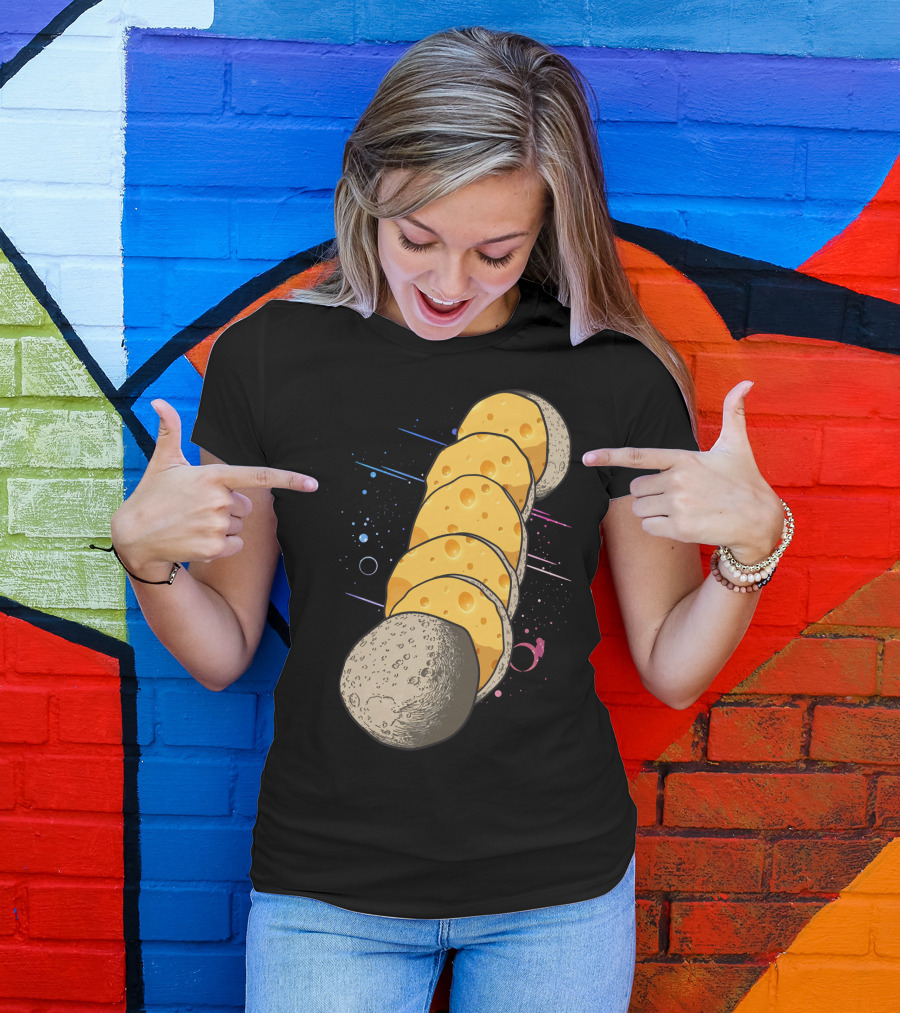 Moon Phases Cheese Cosmic 50th Anniversary Space Lover Nerd Day T-Shirt