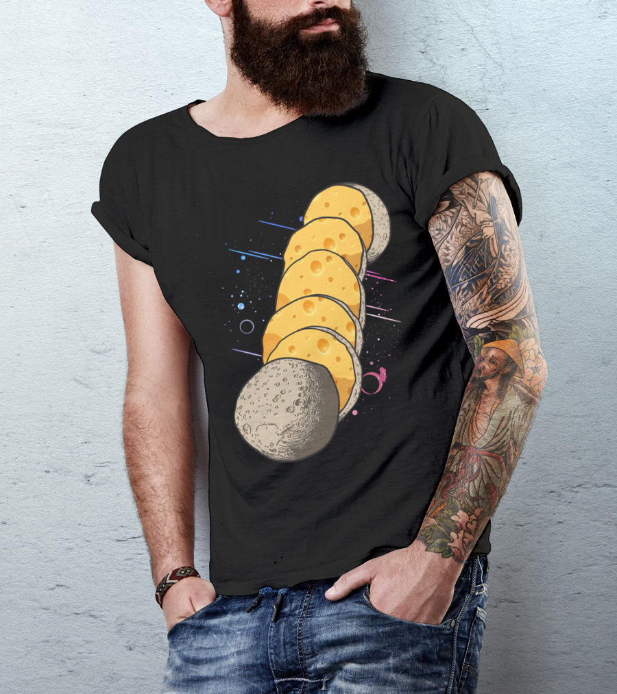 Moon Phases Cheese Cosmic 50th Anniversary Space Lover Nerd Day T-Shirt