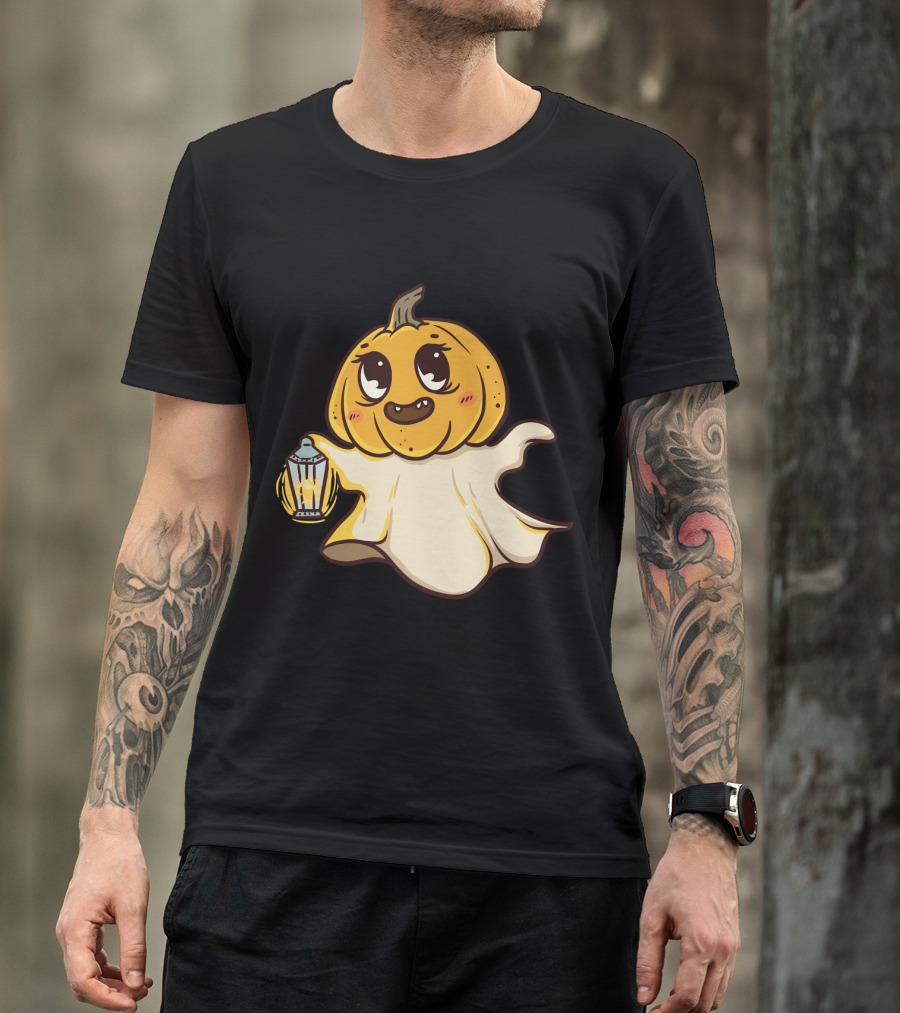 Ghost Pumpkin Kawaii Lantern-Faced Jack O' Lantern T-Shirt