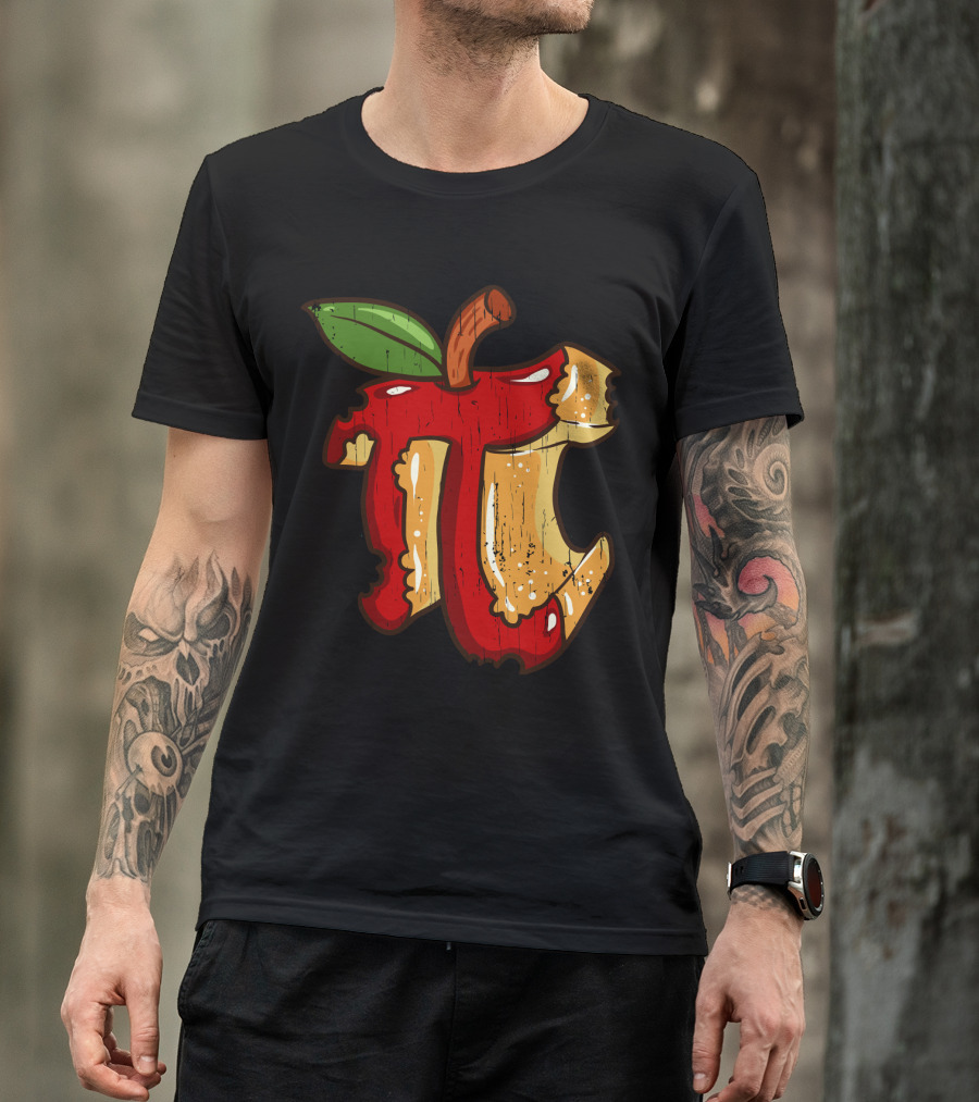 Math Teacher Apple Pi Day 3.14 Funny Math Pun Back To School Apple Core Pi T-Shirt