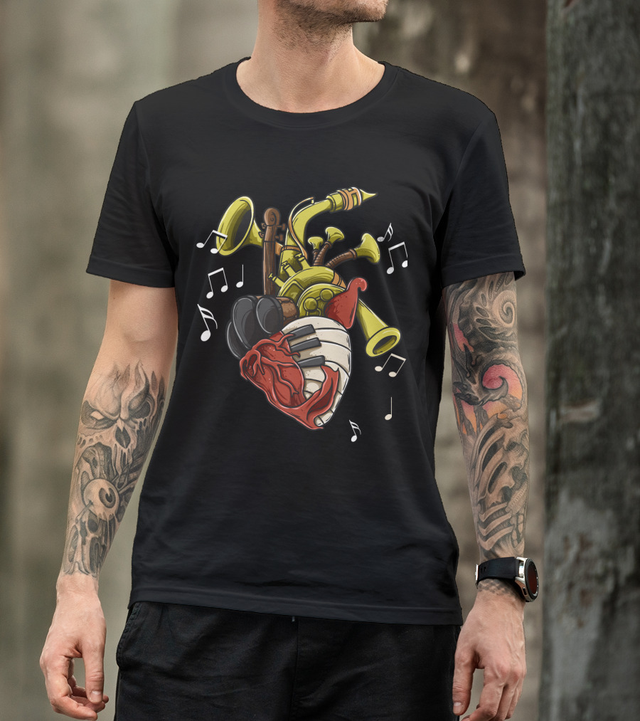 Musician Heart Love Music Passion Musical Instruments Notes T-Shirt