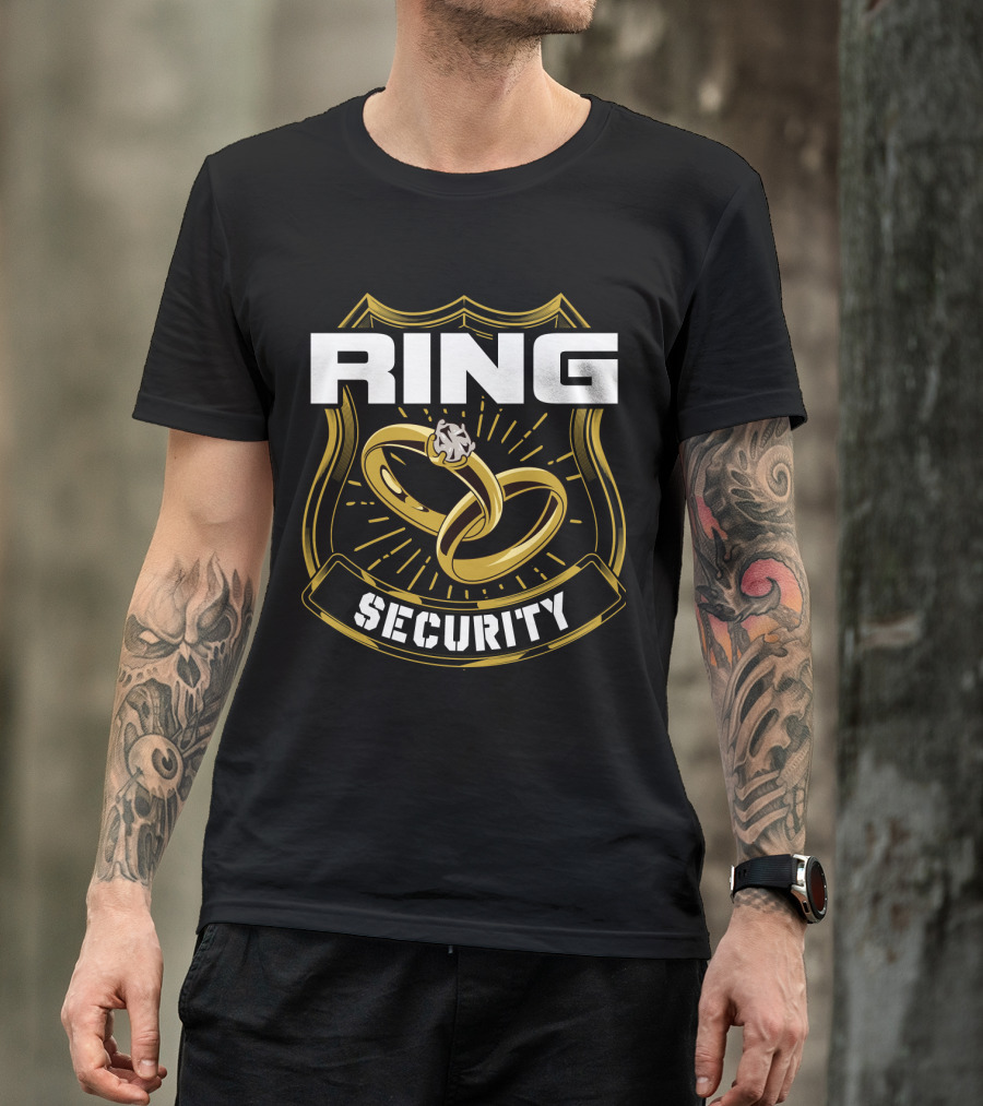 Ring Security Wedding Party Badge With Gold Rings T-Shirt