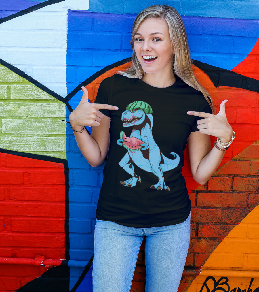 One In A Melon Watermelon Dinosaur Rex Summer Fruit T-Shirt