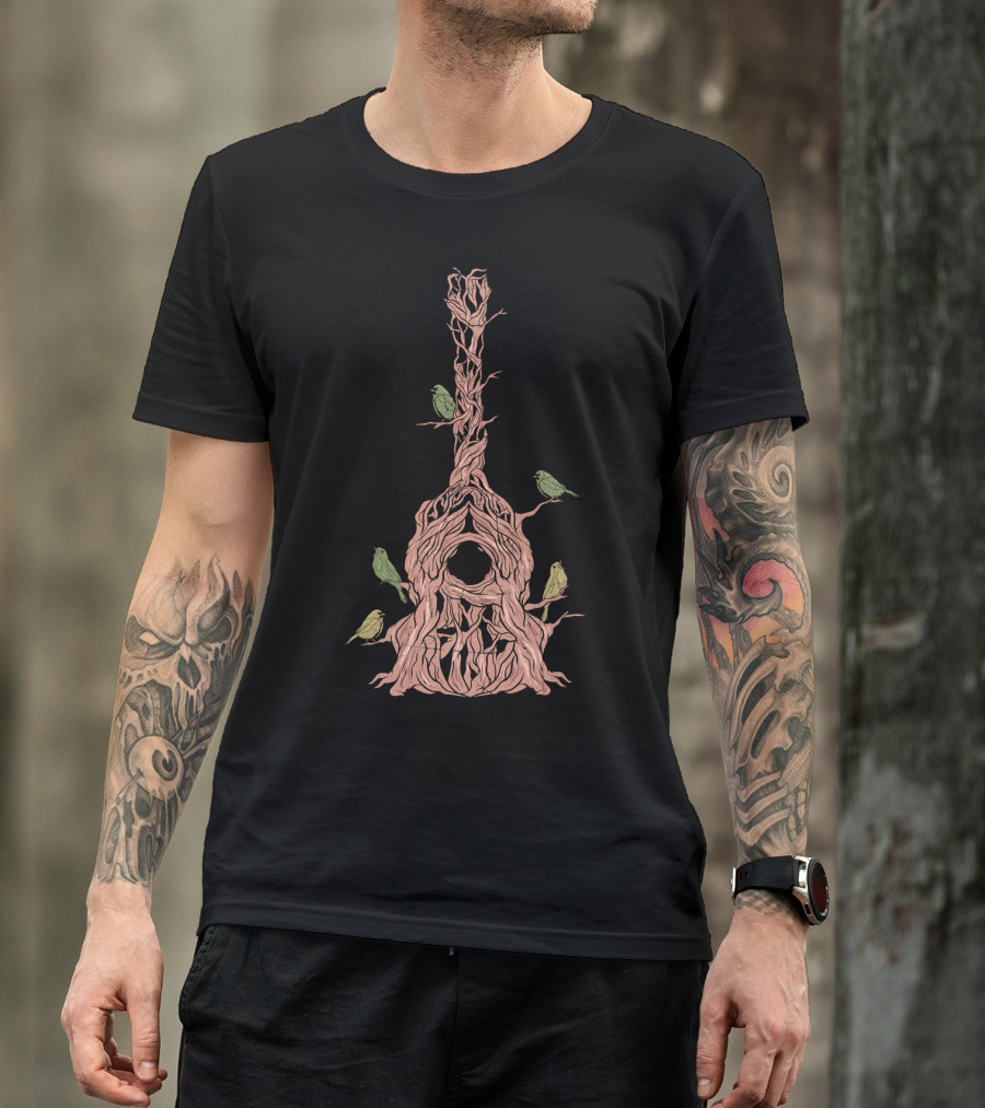 Acoustic Guitar Tree Of Life With Birds Nature Guitarist T-Shirt