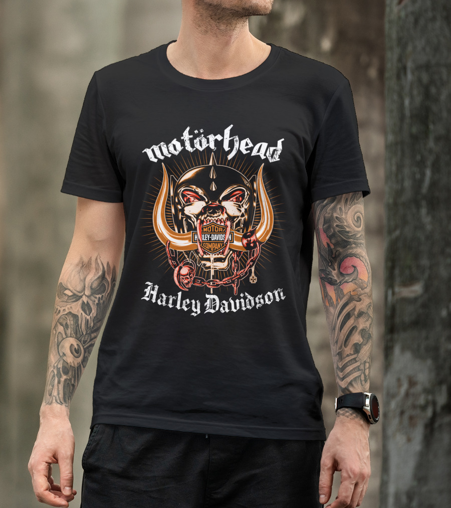 Motörhead Harley Davidson Company Logo Skull T-Shirt