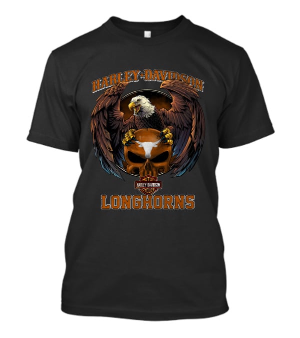 Harley Davidson Longhorns Motor Cycles Eagle Texas T-Shirt