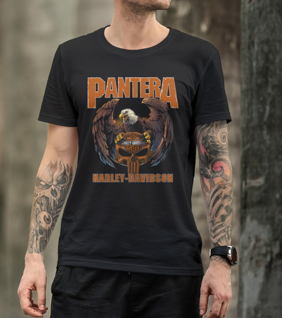 Pantera Eagle With Harley Davidson Motorcycles Iconic Symbol T-Shirt