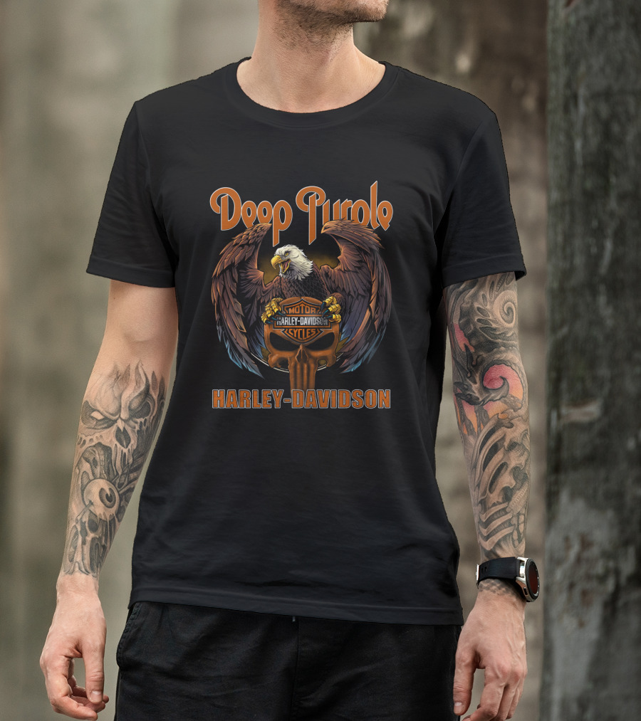 Deep Purple Harley Davidson Motor Cycles Eagle T-Shirt