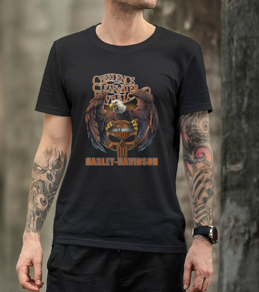 Creedence Clearwater Revival Harley Davidson Motorcycles Eagle T-Shirt